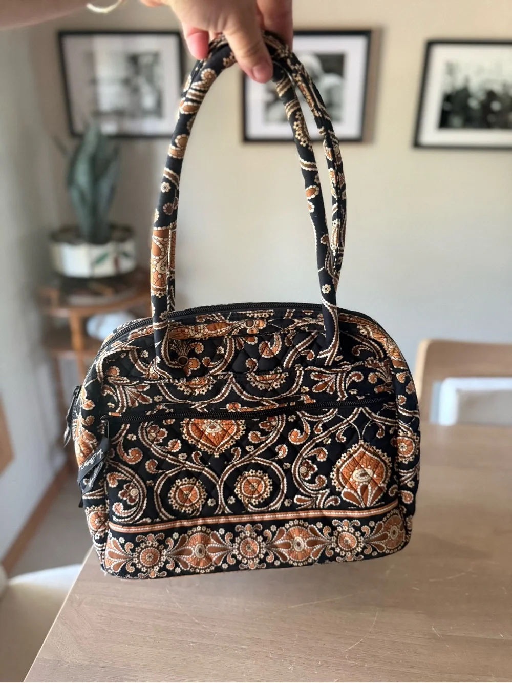 Vintage Vera Bradley Paisley Quilted Shoulder Bag Black & Brown Cottagecore Y2K